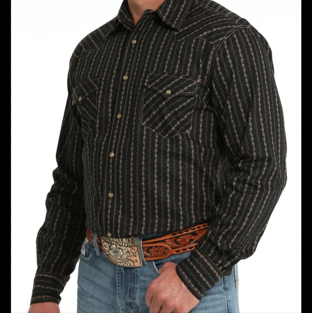 CINCH - MEN'S MODERN FIT VINTAGE STRIPE SNAP FRONT WESTERN SHIRT Medium